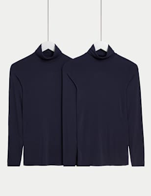 

Womens M&S Collection 2pk Heatgen™ Thermal Polo Neck Tops - Navy, Navy