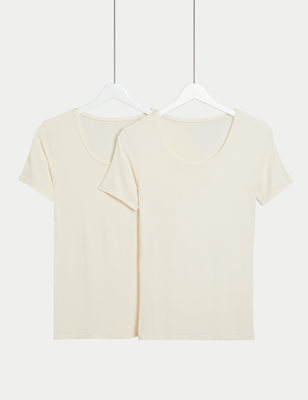 

Womens M&S Collection 2pk Heatgen™ Thermal Short Sleeve Tops, Light Cream