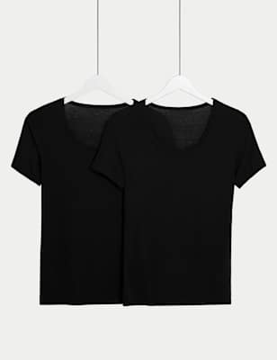 

Womens M&S Collection 2pk Heatgen™ Thermal Short Sleeve Tops - Black, Black