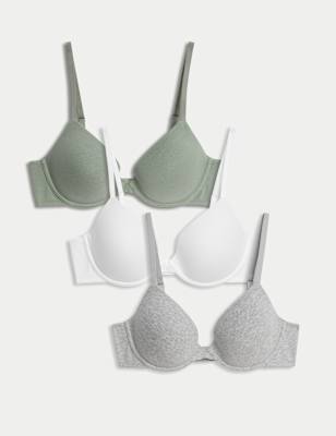 

Womens M&S Collection 3pk Wired Plunge T-Shirt Bras A-E - Green Mix, Green Mix