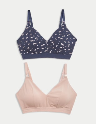 

Womens M&S Collection 2pk Non Wired Nursing Bras A-E - Navy Mix, Navy Mix