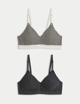 

M&S Collection Pack de 2 sujetadores de lactancia con encaje sin aro para copa A-EWomens - Charcoal Mix, Charcoal Mix