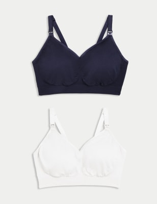 

Womens M&S Collection 2pk Seamless Full Cup Nursing Bras - Navy Mix, Navy Mix