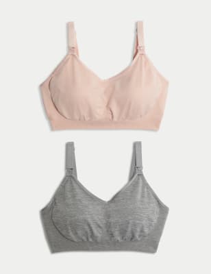 

Womens M&S Collection 2pk Seamless Full Cup Nursing Bras - Grey Mix, Grey Mix