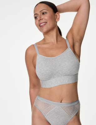 

Womens M&S Collection Cotton Non-Wired Post Surgery Cami Bra A-H - Grey Marl, Grey Marl