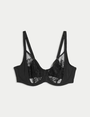 

Womens M&S Collection Embrace Embroidered Wired Full Cup Bra A-E - Black, Black