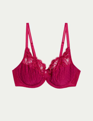 

Womens M&S Collection Amelia Lace Wired Full Cup Bra (A-E) - Dark Raspberry, Dark Raspberry