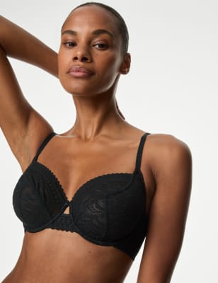 

Womens M&S Collection Flexifit™ Lace Wired Balcony Bra A-E - Black, Black