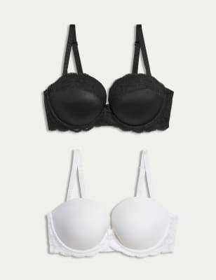 

Womens M&S Collection 2pk Wired Multiway Push Up Bras A-E - Black Mix, Black Mix