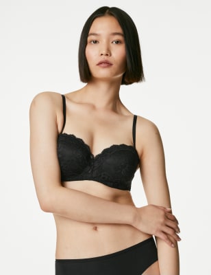 

Womens M&S Collection Lace Wired Strapless Bandeau Bra A-E - Black, Black