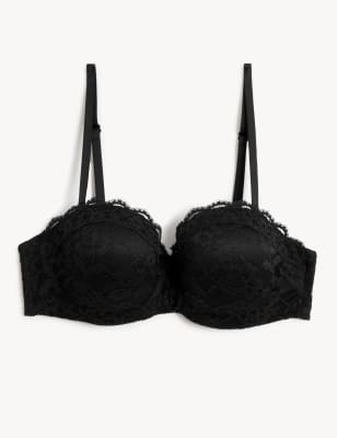 

Womens M&S Collection Lace Wired Strapless Bandeau Bra A-E - Black, Black