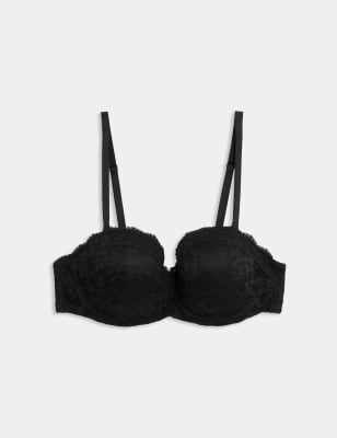 

Womens M&S Collection Lace Wired Strapless Bandeau Bra A-E - Black, Black