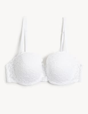 

Womens M&S Collection Lace Wired Strapless Bandeau Bra A-E - White, White