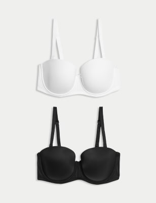 

Womens M&S Collection 2pk Padded Multiway Bras A-E - White/Black, White/Black