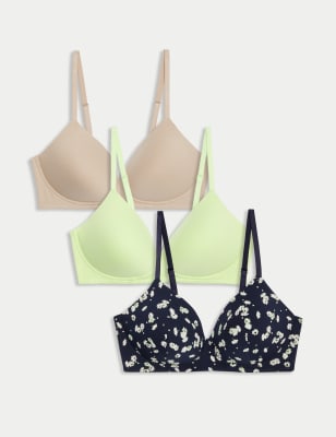 

Marks & Spencer 3pk Cotton Non Wired Full Cup T-Shirt Bra A-E (FEMALE, BLUE MIX, 38-D)