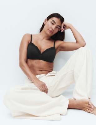 Womens M&S Jasmine Lace Non Wired Full Cup Bra A-E, Black