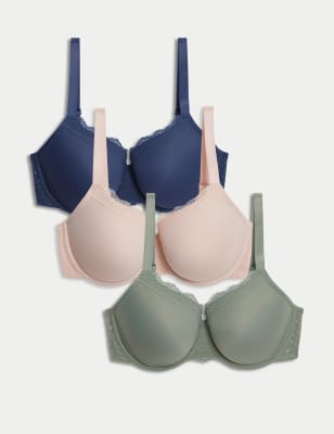 

Womens M&S Collection 3pk Wired Full Cup Bras F-H - Dusty Green, Dusty Green