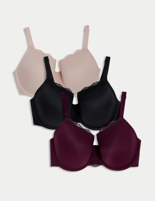 

Womens M&S Collection 3pk Wired Full Cup Bras F-H - Blackcurrant, Blackcurrant