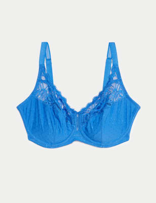 

Womens M&S Collection Amelia Lace Wired Full Cup Bra (F+) - Blue, Blue