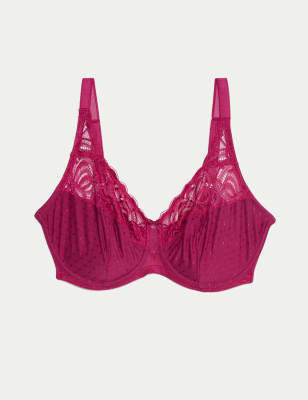 

Womens M&S Collection Amelia Lace Wired Full Cup Bra (F+) - Dark Raspberry, Dark Raspberry