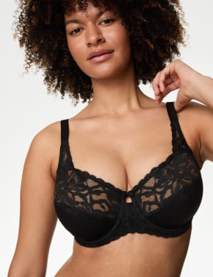 

Womens M&S Collection Wild Blooms Wired Full Cup Bra F-J - Black, Black