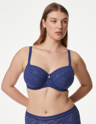 

Womens M&S Collection Flexifit™ Lace Wired Balcony Bra F-H - Bright Indigo, Bright Indigo