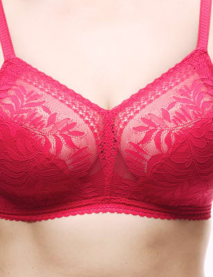 

Womens M&S Collection Flexifit™ Lace Non Wired Bralette F-H, Pink