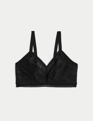 

Womens M&S Collection Flexifit™ Lace Non Wired Bralette F-H - Black, Black