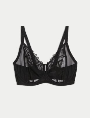 

Womens M&S Collection Embroidered Wired Extra Support Bra (F-H) - Black, Black