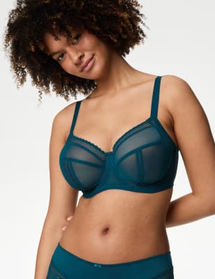 

Womens M&S Collection Mesh Wired Extra Support Bra (F-J) - Dark Turquoise, Dark Turquoise