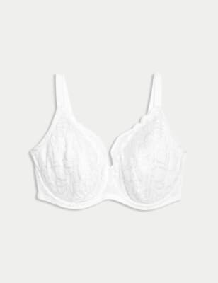 

Womens M&S Collection Amelia Lace Natural Lift Wired Full Cup Bra (F+) - White, White