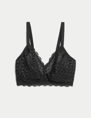 

Womens M&S Collection Lace Non-Padded Bralette F-H - Black, Black