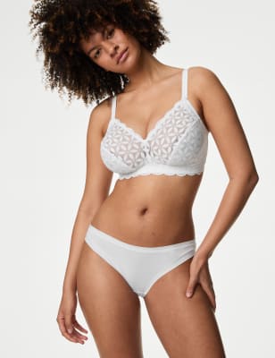 

Womens M&S Collection Lace Non-Padded Bralette F-H - White, White