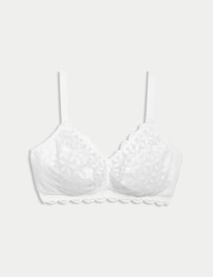 

Womens M&S Collection Lace Non-Padded Bralette F-H - White, White