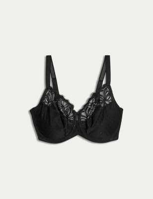 

Womens M&S Collection Lace Wired Minimiser Bra (C-H) - Black, Black