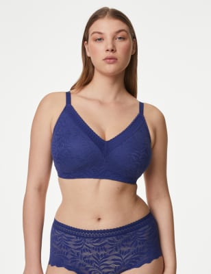 

Womens M&S Collection Flexifit™ Lace Non Wired Minimiser Bra C-H - Bright Indigo, Bright Indigo