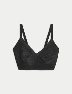 

Womens M&S Collection Flexifit™ Lace Non Wired Minimiser Bra C-H - Black, Black