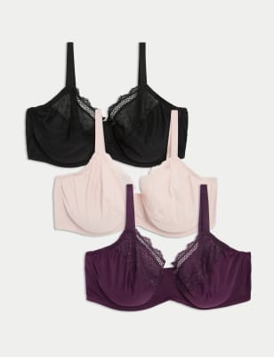 

Womens M&S Collection 3pk Wired Full Cup Minimiser Bras C-H - Blackcurrant, Blackcurrant