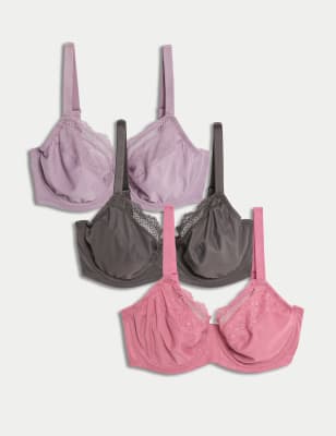 

Womens M&S Collection 3pk Wired Full Cup Minimiser Bras C-H - Raspberry Mix, Raspberry Mix