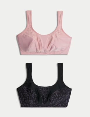 

Womens Goodmove 2pk Ultimate Support Non Wired Sports Bras A-E - Dusted Pink, Dusted Pink