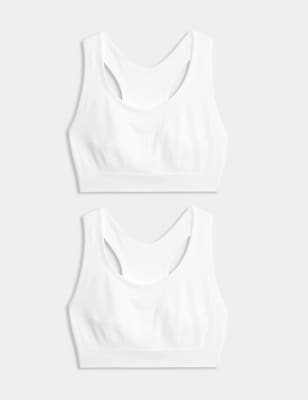 

Goodmove Pack de 2 sujetadores deportivos de sujeción media sin costurasWomens - White, White