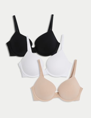 

Womens M&S Collection 3pk Cotton Wired Push-Up Bras A-E - Opaline Mix, Opaline Mix