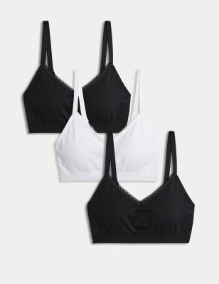 

Womens M&S Collection 3pk Seamless Non Wired Bralettes - Black Mix, Black Mix