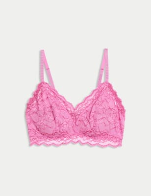 

Womens M&S Collection Lace Non Wired Bralette A-E - Pink Mix, Pink Mix