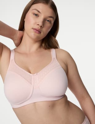 

Womens M&S Collection Cotton Blend & Lace Non Wired Total Support Bra B-H - Soft Pink, Soft Pink