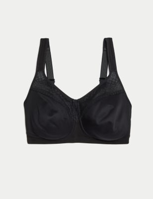 

Womens M&S Collection Cotton Blend & Lace Non Wired Total Support Bra B-H - Black, Black