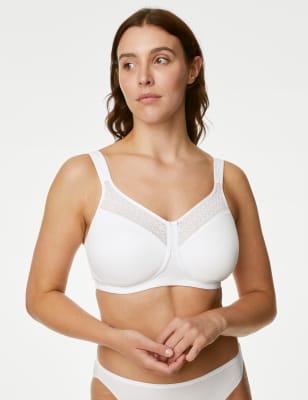 

Womens M&S Collection Cotton Blend & Lace Non Wired Total Support Bra B-H - White, White