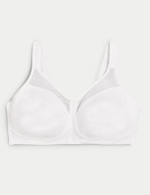 

Womens M&S Collection Cotton Blend & Lace Non Wired Total Support Bra B-H - White, White