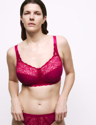 

Womens M&S Collection Amelia Lace Non Wired Total Support Bra B-H - Dark Raspberry, Dark Raspberry