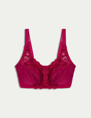 

Womens M&S Collection Amelia Lace Non Wired Total Support Bra B-H - Dark Raspberry, Dark Raspberry